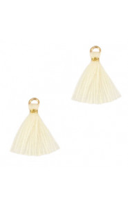 Ibiza style Tassel 1.5cm Gold - almond oil white